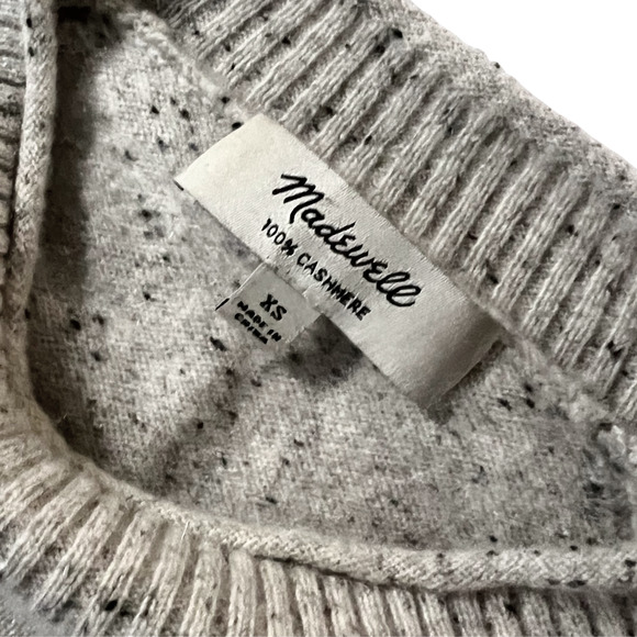 Madewell Donegal Gray 100% Cashmere Sweater Size XS Ribbed Detailing Super Soft - Picture 3 of 6